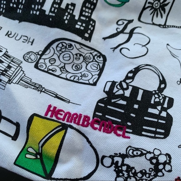 HENRI Bendel Laundry Embroidered Patterned City Bag Cinch Drawstring Dogs Taxis - Picture 5 of 13